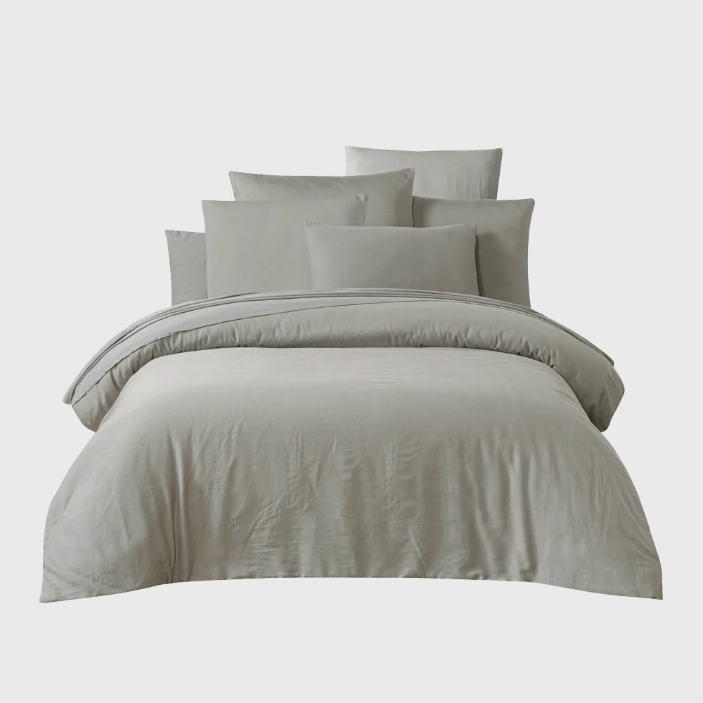 SET Taies et Housse de couette Satin lavé Taloa