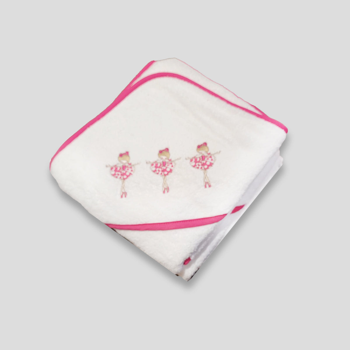 Linge de bain pour bébé en coton peigné avec broderie ballerines