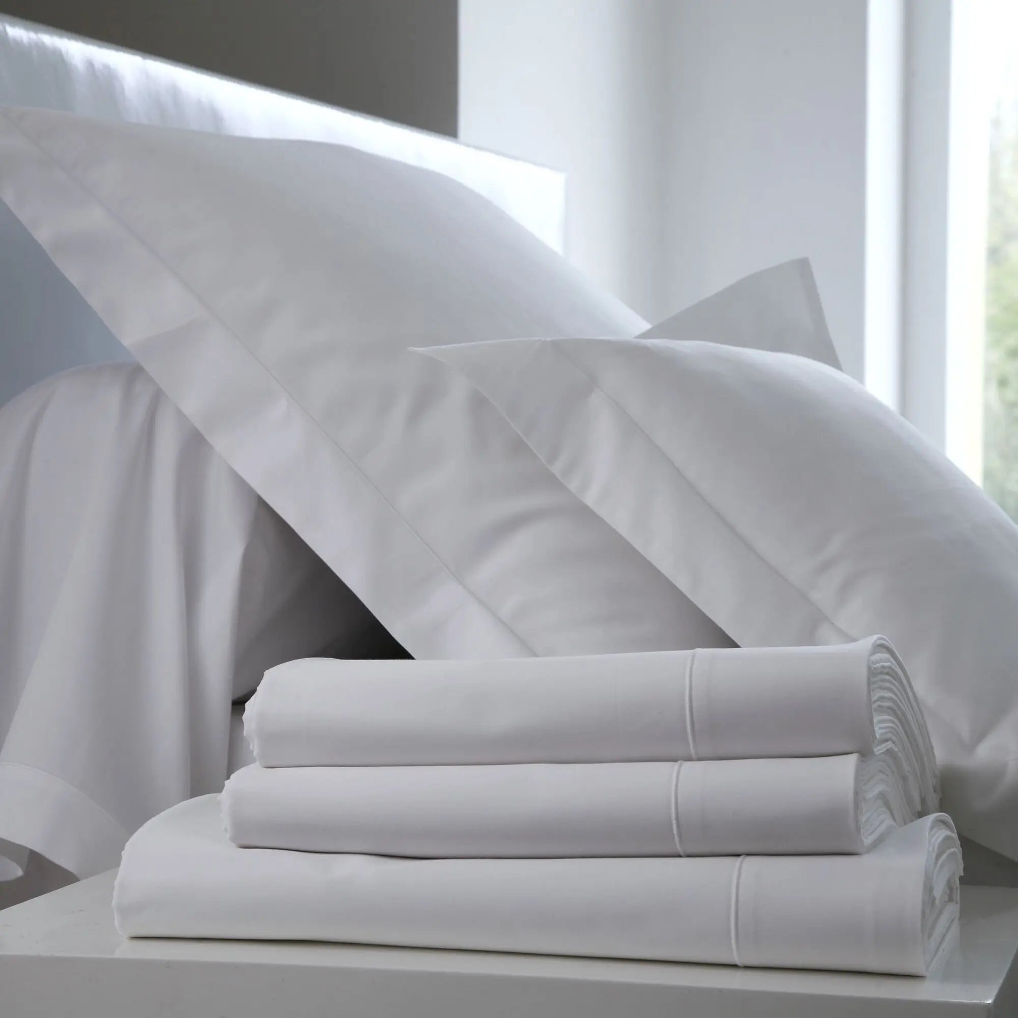 Taies d'oreiller unies en satin de coton