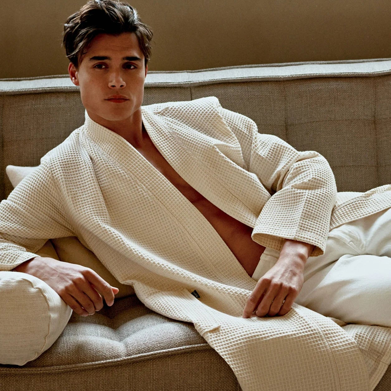 Kimono unisex honeycomb bathrobe "Biarritz"