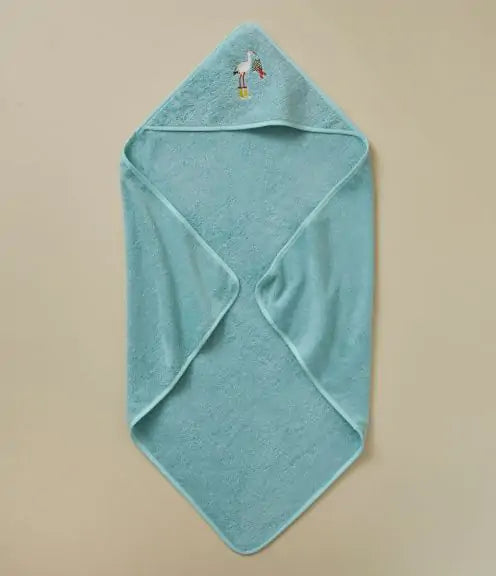 Combed cotton baby bath linen with embroidered fish