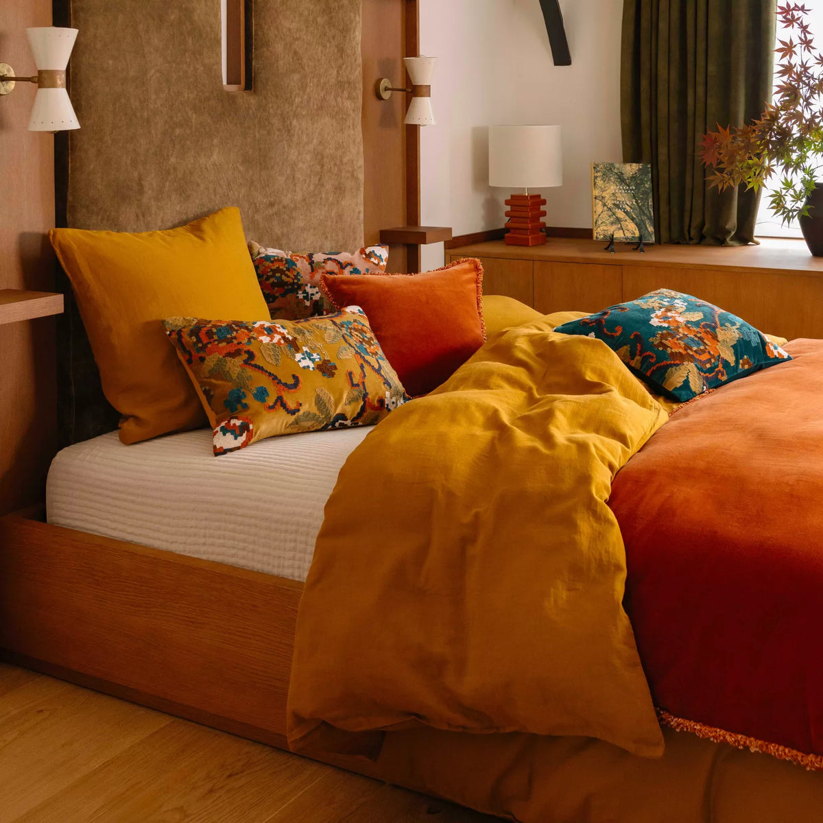 MYCONOS set de deux Taies d' oreiller en double voile de coton percale lavé by Haomy
