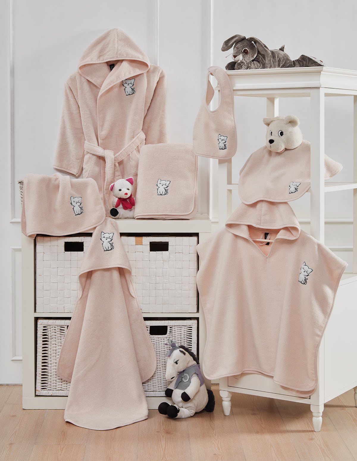 Linge de bain pour bébé en coton Miaou