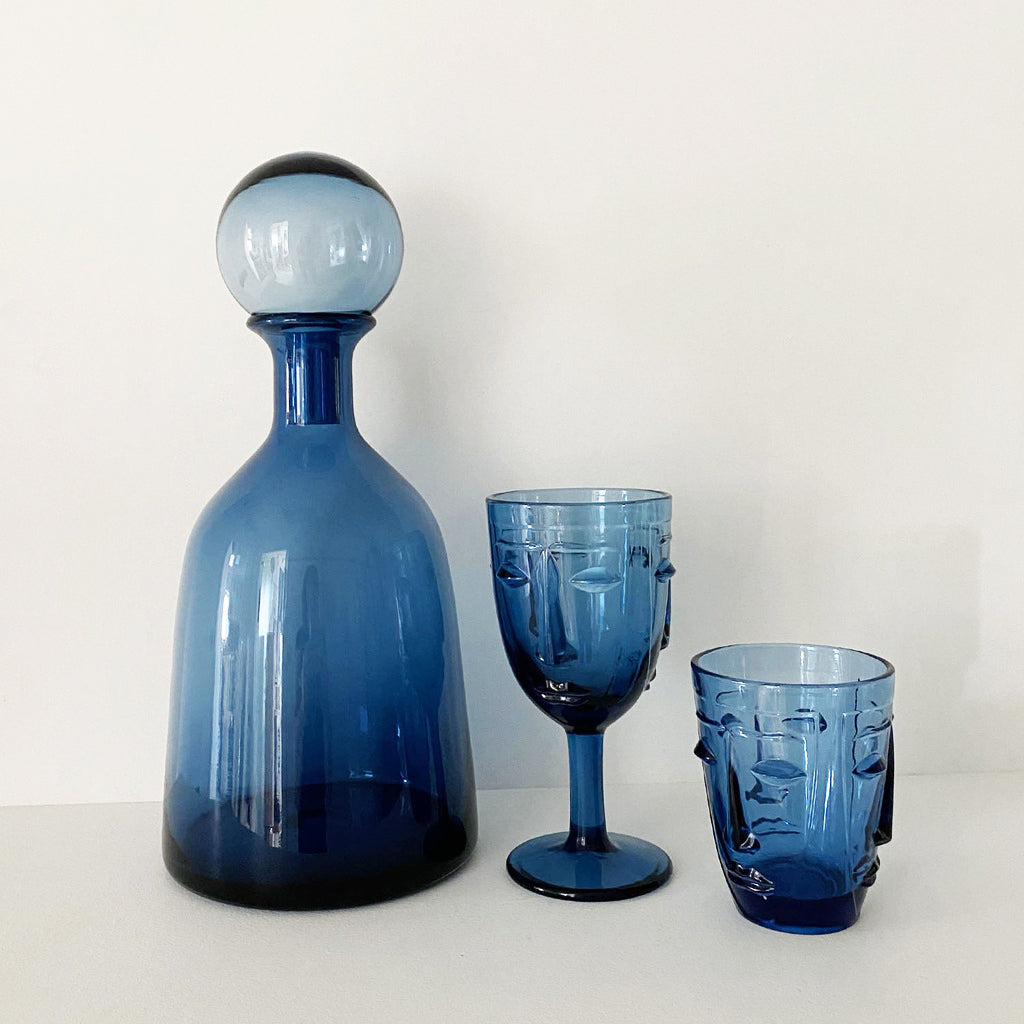 Verres gobelet et Verres à pied Visage Bleu