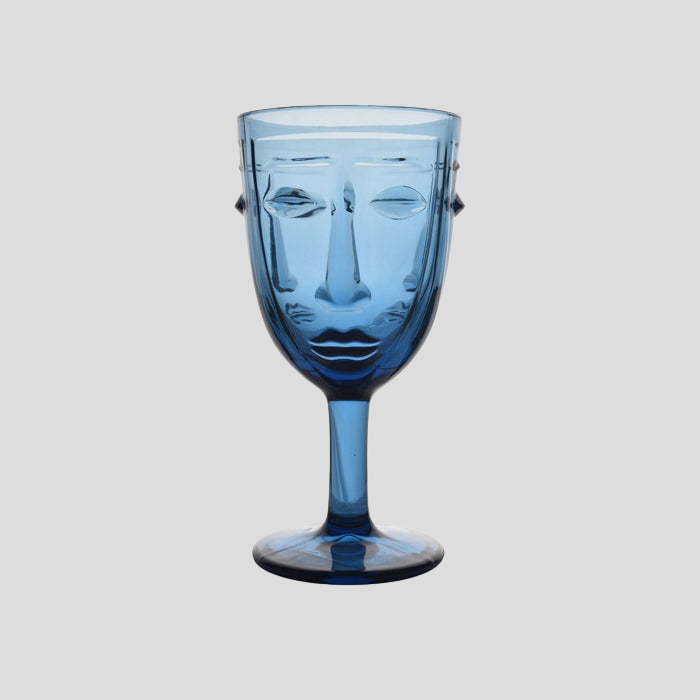 Verres gobelet et Verres à pied Visage Bleu