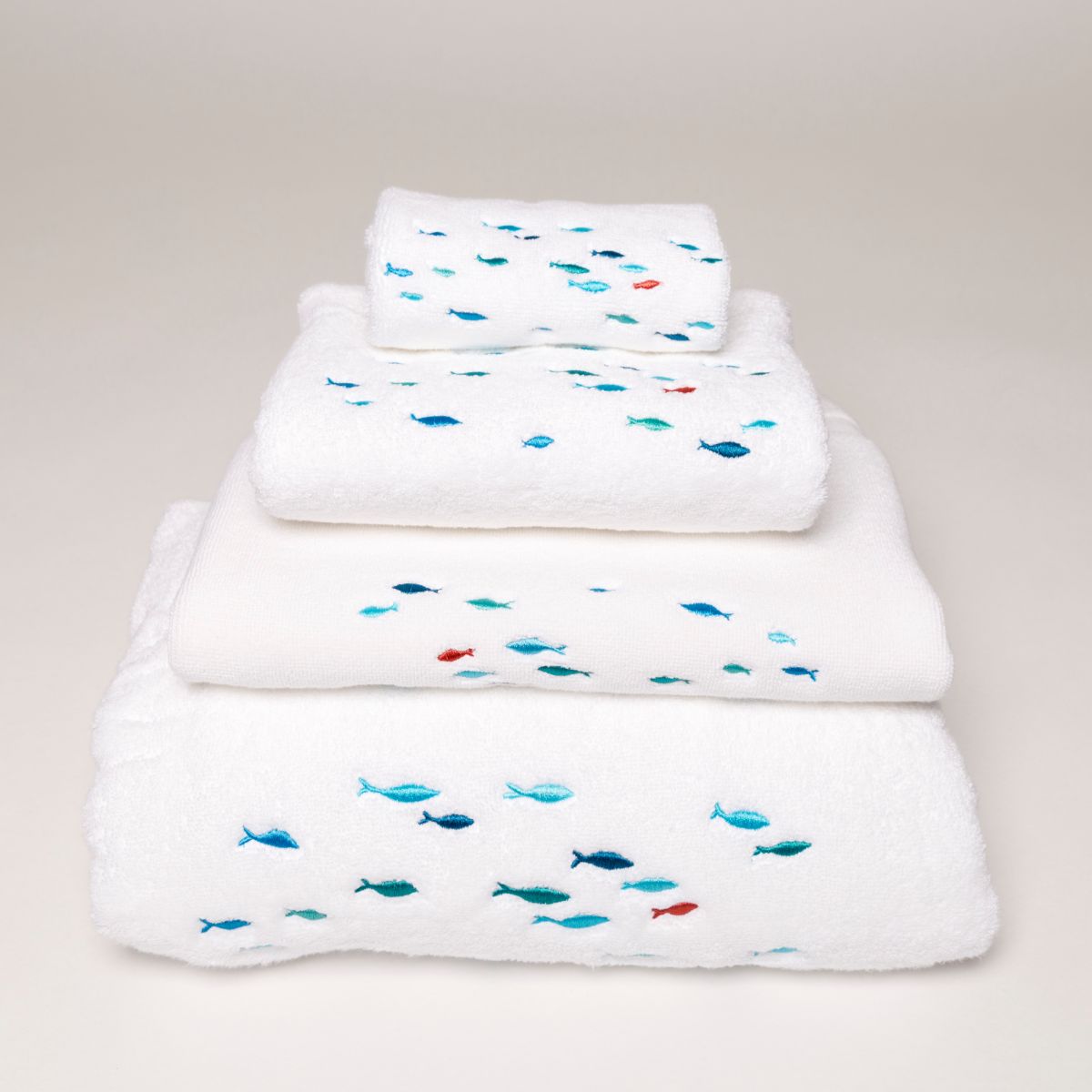 Fish Linge de bain en coton avec Poissons brodés