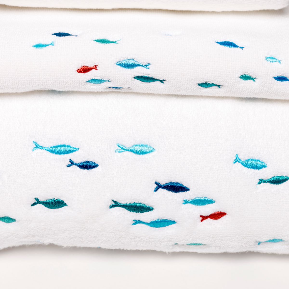 Fish Linge de bain en coton avec Poissons brodés