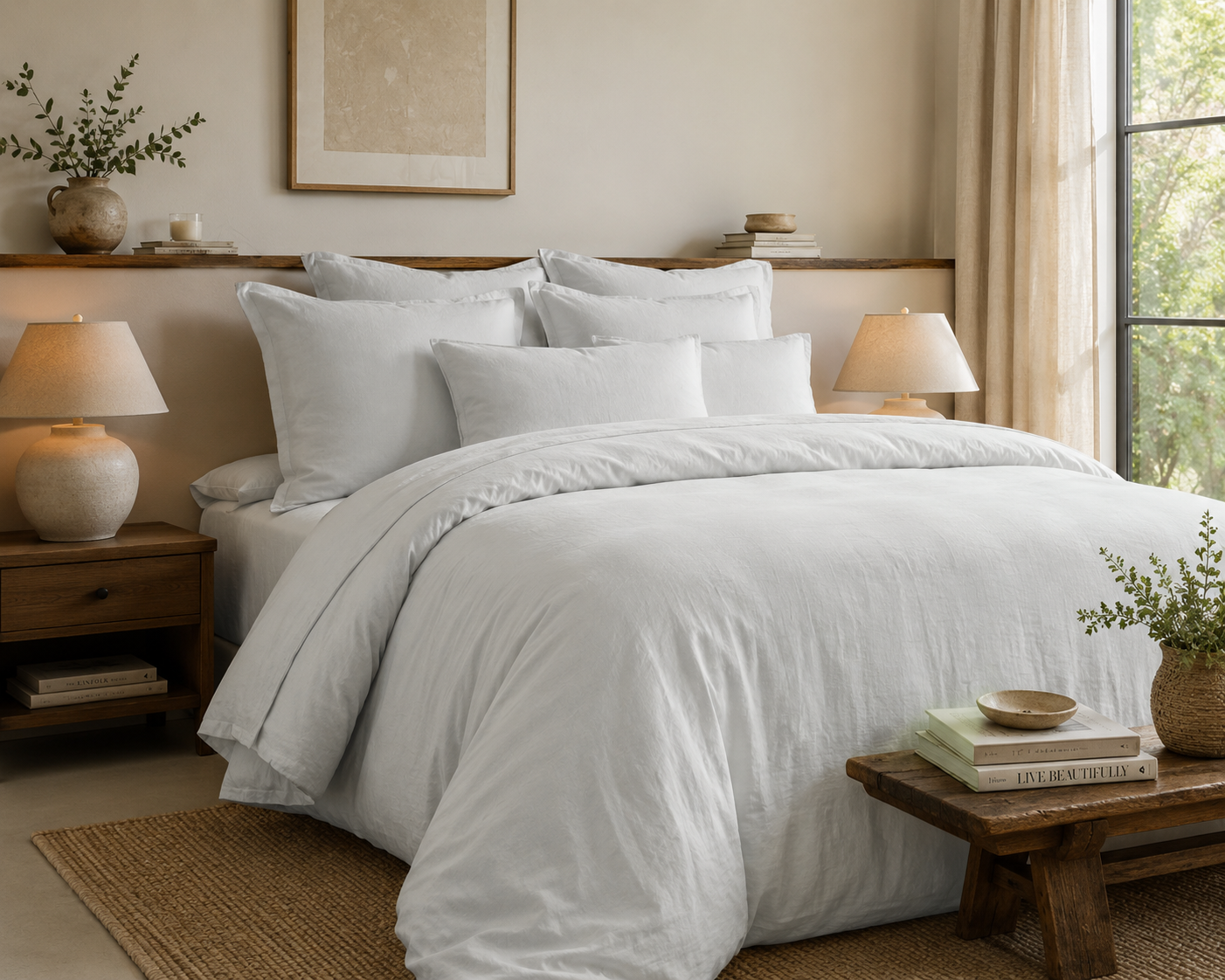 SET Taies et Housse de couette Satin lavé Taloa offre du printemps