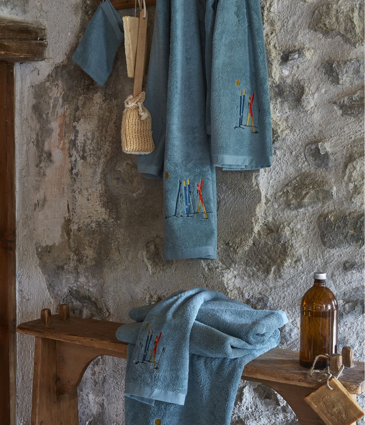 Passe montagne Linge de bain brodé en coton