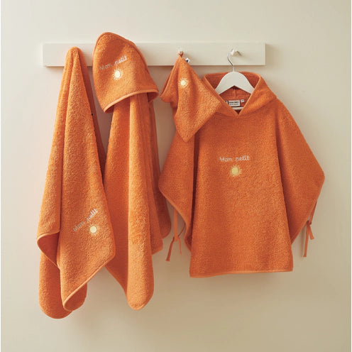 Combed cotton baby bath linen with embroidered fish