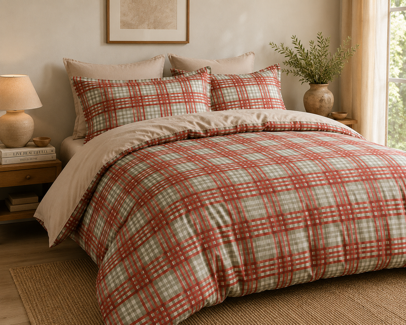 Set Housse de couette et taies Tartan
