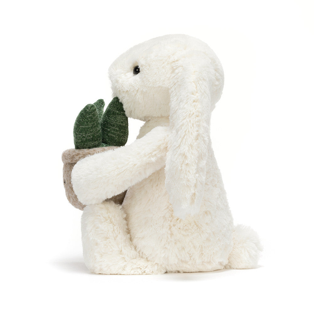 Cream Bunny with Plant by Jellycat