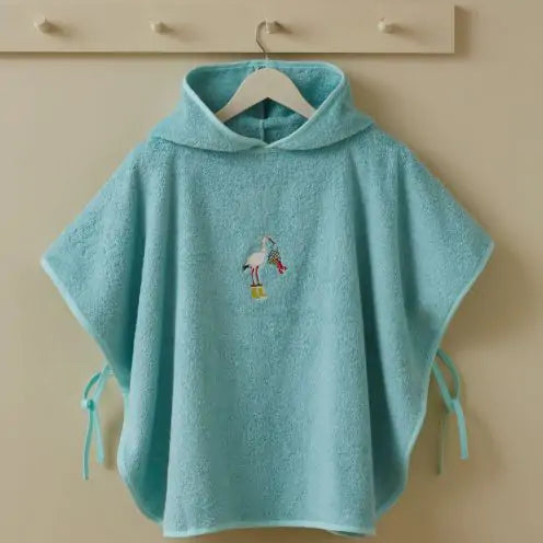 Combed cotton baby bath linen with embroidered fish