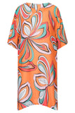 Black romantic flower kimono in cotton and modal with flower print and fine lace