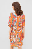 Black romantic flower kimono in cotton and modal with flower print and fine lace