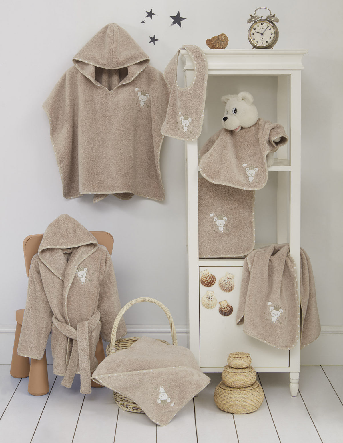 Linge de bain à capuche pour bébé en coton Mouse