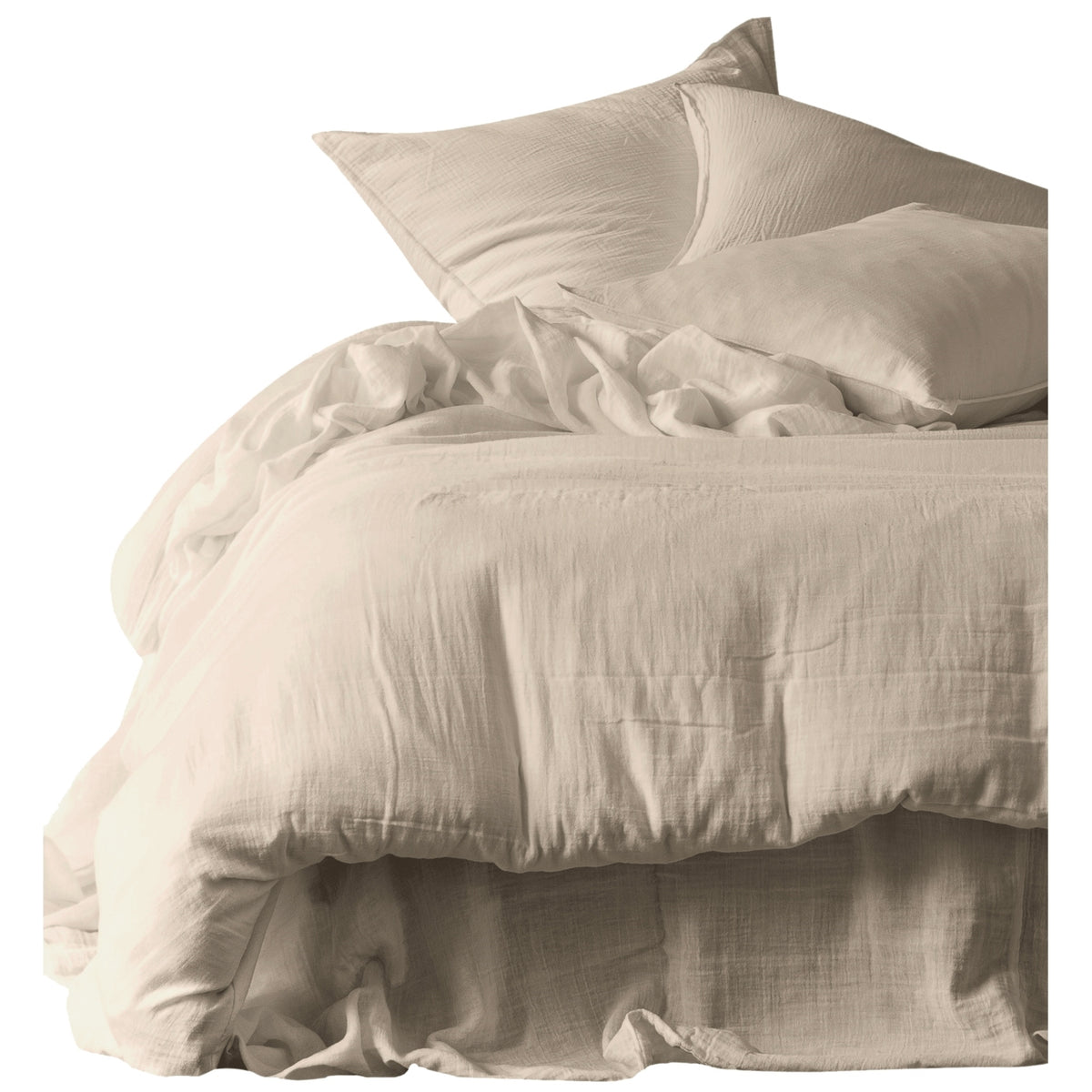 MYCONOS set de deux Taies d' oreiller en double voile de coton percale lavé by Haomy