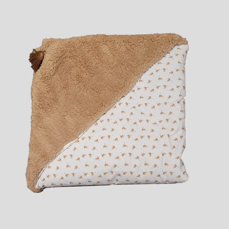 Plaid Cape Polaire mouton doublé Gaze coton 75x75cm