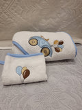 Combed cotton baby bath linen with embroidered elephant