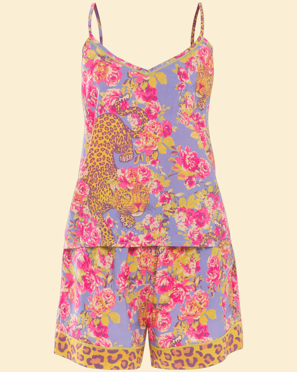 Pyjama shorty bretelles Léopard Powder