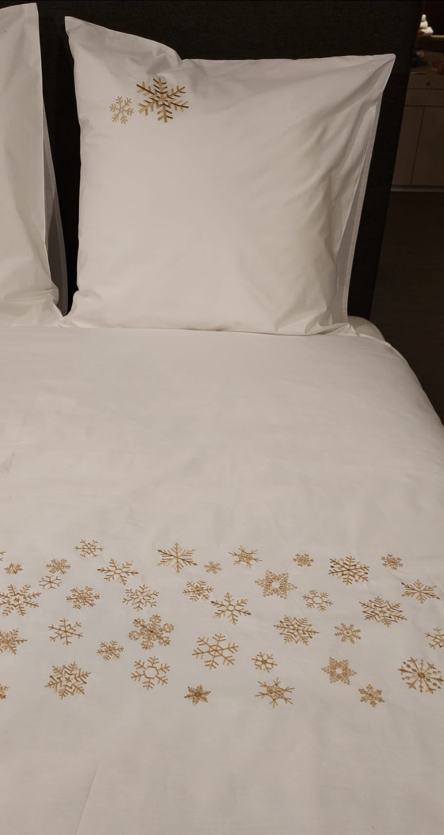 Housse de couette Flocons BEIGE brodés