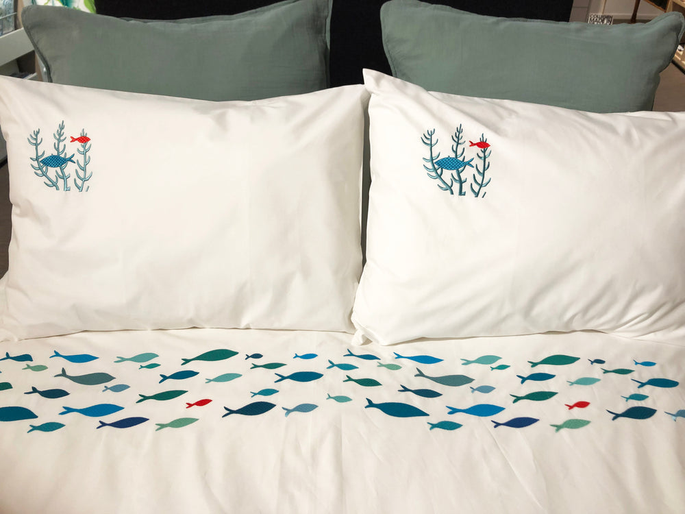 Housse de couette Brodée de poissons