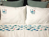 Housse de couette Brodée de poissons