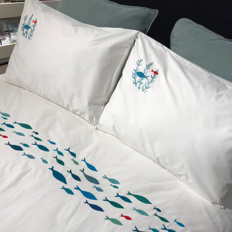 Set Housse de couette Fish Brodée de poissons
