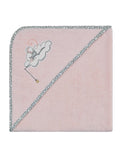 Combed cotton baby bath linen with embroidered fish