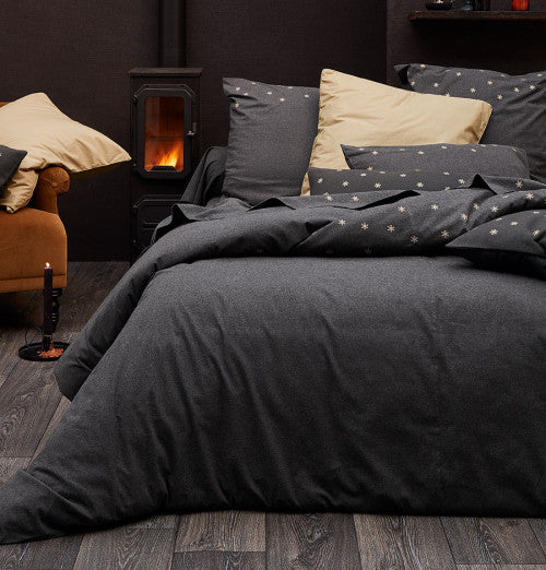 Embroidered snowflakes duvet cover and pillowcase