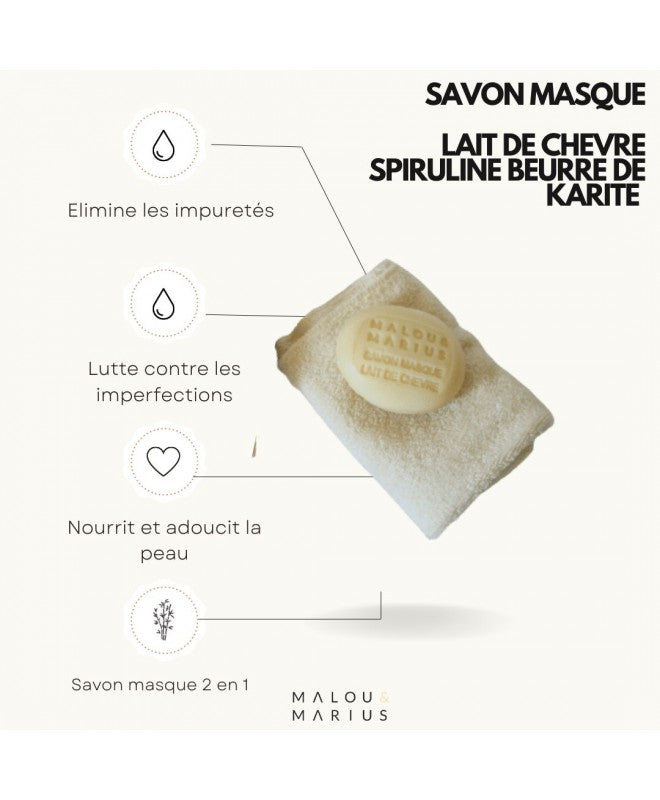 Savon Masque lait de chèvre, spiruline, beurre de karité