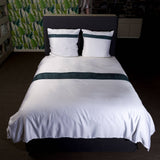 Duvet cover and pillowcase in White Tencel with washed linen pleats